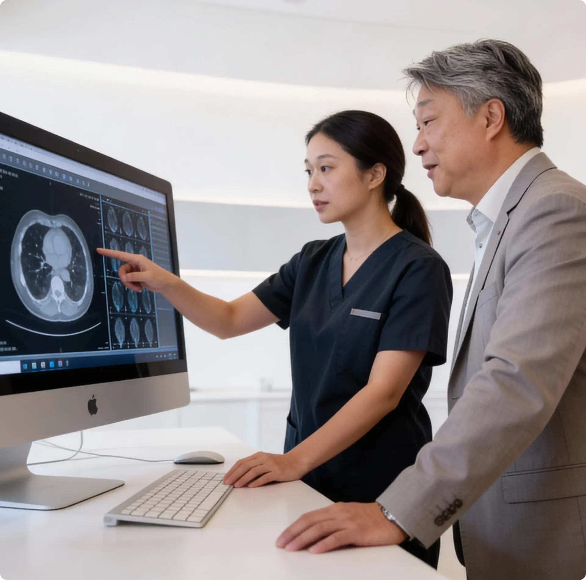 Doctors reviewing diagnostic scan